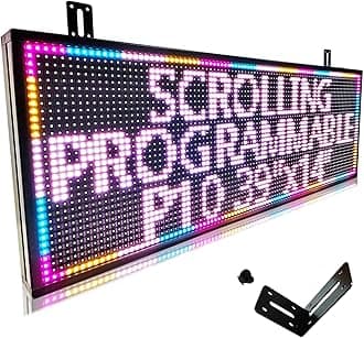 P10 Digital Scrolling Led Sign Board Programmable, Open Neon Signs, Outdoor Waterproof Electronic Message Display Board , Full Color High Brightness Wifi Control, for Advertising Public Business Store Restaurant Window 39''x14''