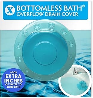 SlipX Solutions Bottomless Bath, Essential Overflow Drain Cover for Bathtub, Best Bath Accessories for Women, Adds Inches of Water to Your Tub for Deeper Soak, 4" Diameter, Aqua