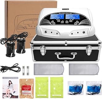 Dual Ionic Detox Foot Bath Machine Birthday Gift Digital LCD Display Spa Chi Cleanse Cell Detoxification Negative Hydrogen System with Black Aluminum Box, Two Arrays