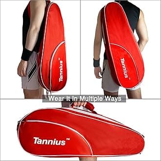Tannius Tennis Racket Bag (3-5 Racquet), with Shoe & Phone Compartment and Protective Pad, Super Roomy and Lightweight Racquet Bag for Tennis, Badminton