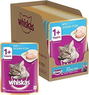 Whiskas Adult (+1 Year) Wet Cat Food, Ocean Fish Flavor, 70 g, Pack of 14 | Complete & Balanced Food for Adult Cats | Pet Food for Hydration of Cats