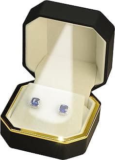 The Jewellery Pak LED Black Earring Box for Diamond Studs Multiple Use for Necklace Pendant Earrings…Luxury LED wiht Light Jewelry Gift Holder Box for Men for Women