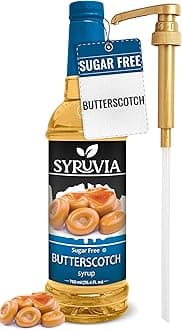 Sugar Free Coffee Syrup, Butterscotch Flavored Syrup for Drinks, Lattes, and Desserts – 25.4 fl oz, With Pump