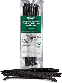 SPICEEL Madagascar Vanilla Beans Grade A Vanilla Pods for Making Vanilla Extract, Whole 5" - 7" Vanilla Beans for Baking, 10 Counts