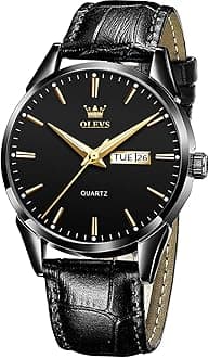 Watches for Men Brown Leather Gold Case Analog Quartz Fashion Business Dress Watch Day Date Luminous Waterproof Casual Male Wrist Watches