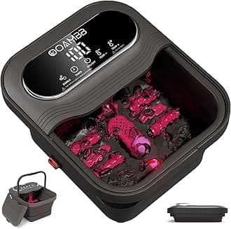 OOAMBB Collapsible Foot Spa with Heat, Bubble and Temp Control, Foot Bath Massager with XL Touch Screen and Massage Rollers, Foot Soaking Tub, Pedicure Foot spa for Stress Relief (Grey)