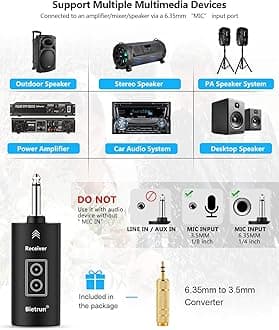 Bietrun Wireless Microphone, 240FT Rechargeable UHF Metal Dual Cordless Handheld Dynamic Mics with Bluetooth for Karaoke Machine, PA System Speaker, Mixer, Party, Church, Wedding(Red)