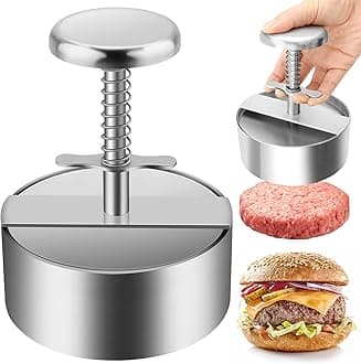 Burger Press, Stainless Steel Adjustable Hamburger Meat Press, Non Stick Patty Making molds are Suitable for Beef, Vegetables, Burgers and Cooking,BPA Free - Ideal for BBQ, Silver