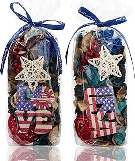 Qingbei RinaPatriotic Potpourri Bags, Decorative Potpourri Bowl Filler,Ocean Scented Potpourri Dried Flowers, Red White and Blue Bathroom Decor(8.4 oz)