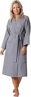 Turkish Cotton Waffle Weave Lightweight Kimono Spa Bathrobe for Women