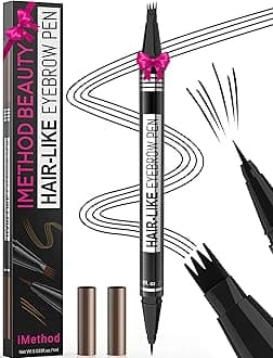 Microblading Eyebrow Pen - Eyebrow Pencil Magical 2-in-1 Dual-Ended Eye Brow Pencils for Women with 4-Fork-Tip & Ultra Precise Brush-Tip Create Natural Hair-Like Brows, Last All-Day, Black