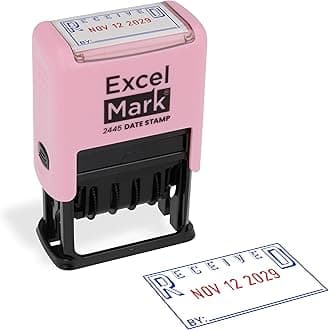 2445 Date Stamp with Text - Blue and Red Ink (Pink Mount, Received)