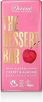 Dessert Bar 60% Dark Chocolate Bakewell with Cherry & Almond 180g – Fairtrade Dark Chocolate – Inspired by Classic Cherry Bakewell – Ethical Premium Chocolate