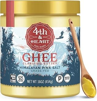 4th & Heart Himalayan Pink Salt Grass-Fed Ghee, Clarified Butter, 1:1 Butter Substitute, Pasture-Raised, Lactose & Casein Free, 16 oz