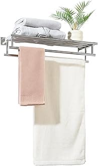 Alise Towel Rack,Towel Hanger Towel Shelf with Double Towel Bars for Bathroom Lavatory,20 Inch SUS 304 Stainless Steel Wall Mount Towel Holder,Polished Chrome