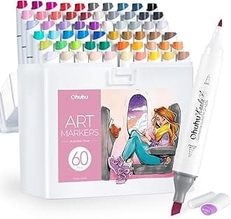 Alcohol Markers: 60 Colors Slim Broad and Fine Double Tipped Kaala Marker for Artists Adults Coloring Drawing Cartoon Anime Comic - Professional Art Pens with Ink Refillable Giftable Pen Set