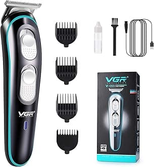 VGR Hair Clippers for Men Professional Hair Cutting Kit Electric Rechargeable Beard Trimmer Cordless Low Noise Beard Shaver for Mens Baby Kids Adult Daily Travel Use with Guide Combs Brush USB Cord