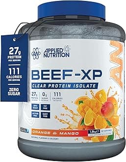 Applied Nutrition Beef XP - Clear Hydrolysed Protein Isolate, Fruit Juice Style, Dairy Free, Lactose Free, Zero Sugar, Low Fat (1.8 kg, Orange & Mango)