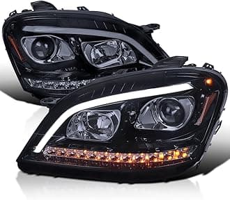SPEC-D TUNING Smoke Projector Headlights w/LED Sequential Signal Compatible with 2006-2008 Mercedes Benz W164 ML350 ML500 ML-Class, Left + Right Pair Headlamps Assembly
