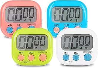 CHEMEILAI 4-Piece Multi-Function Electronic Timer, Suitable for Kitchen, Study, Work, Exercise Training, Outdoor Activities (Blue, White, Green, Pink)
