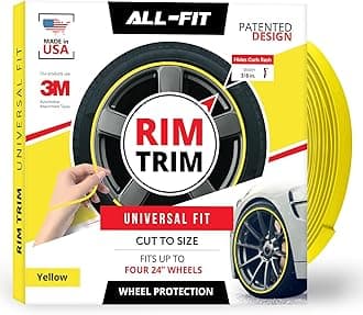 Rim Trim – Durable DIY Car Exterior Accessories for Curb Rash Protection – Fits Up to Four 24” Wheels – Flexible, Durable Wheel Rim Protector (3/8″ width/Yellow)