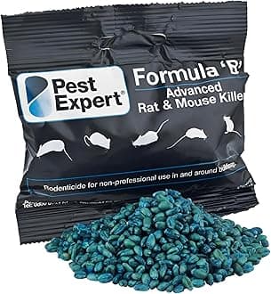 Pest Expert Formula 'B+' Advanced Rat Poison Grain Bait 1kg (10 x 100g) - Fast Acting Rodent Killer, Single Feed Max Strength Rat Poisoning, Brodifacoum