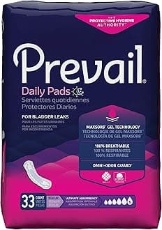 Prevail Ultimate Absorbency Incontinence Bladder Control Pads for Women, Regular, 33 Count