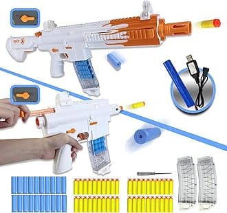 AR 15 Electric Foam Blaster with Scope, 40 Darts, 2 Magazines, 20 Shells | Automatic Ejecting Toy Gun for Boys, Teens & Adults | Outdoor & Indoor Battle Game Gift (Birthday, Christmas, Party)