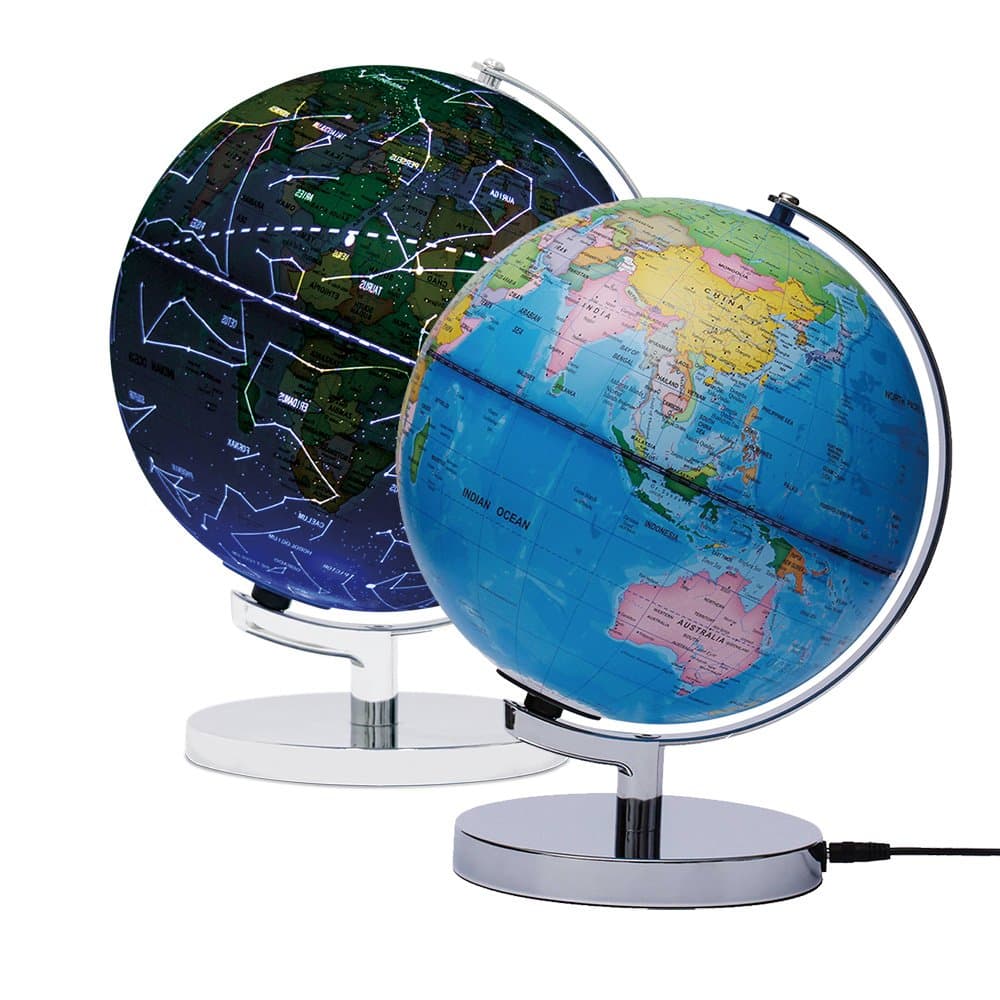AyFUN Celestial Interactive Globe, Day View World Globe and Night View Illuminated Constellation Map