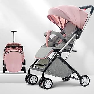 DAYONG Trolley Baby Stroller, One-Hand Foldable Cabin Stroller, Lightweight Baby Travel Gear, Compact Toddler Pram Stroller, Four-Wheel Shock-Absorbing Infant Carriage for 0-3yrs (Pink)