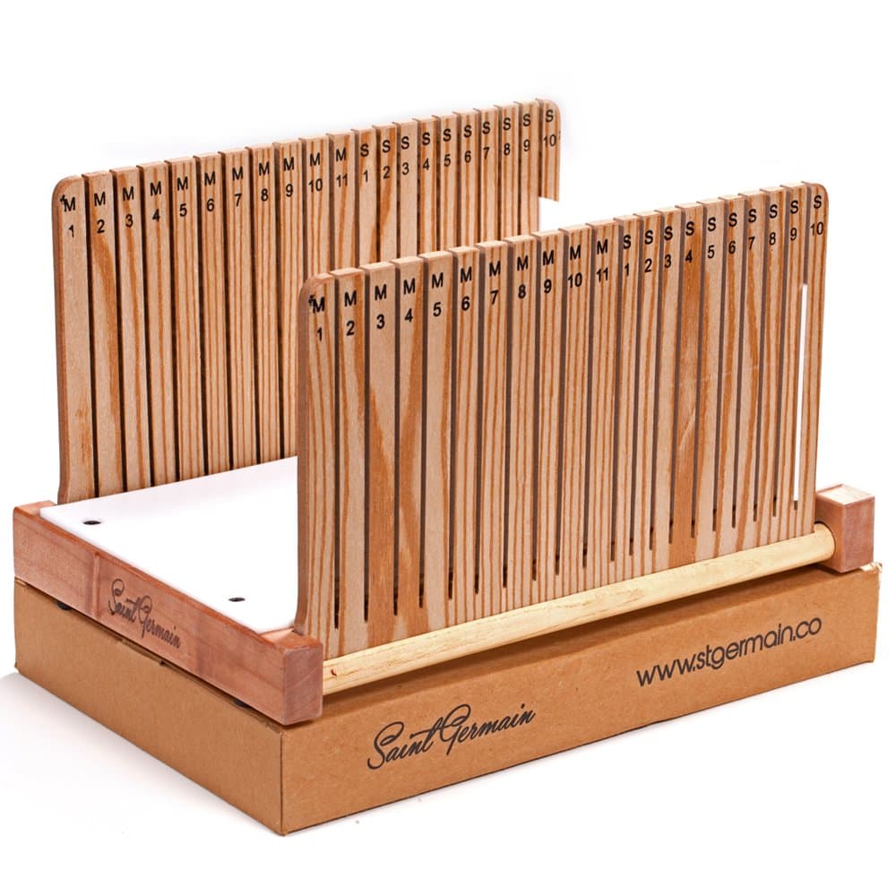 Premium Solid Wood Bread Slicer Board - Elegant and Foldable Bread Slicing Guide with 2 Grooves - Cuts Normal and Thin