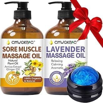 Massage Oil for Massage Therapy,Lymphatic Drainage-Ginger Oil Sore Muscle Arnica Oil &Lavender Oil Relaxing Massage Oils for Date Night,Massage Ball, Easter Basket Stuffers for Adults,Easter Gifts Men