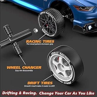 1:24 Scale RC Drift Car 4WD 2.4GHz 30KM/H High Speed Racing Sport Toy Car with LED Lights, Racing and Drift Wheels (8601-Red)