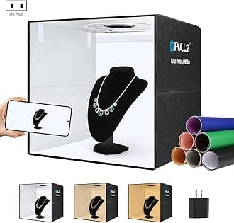 PULUZPortable Photo Studio Light Box, 50cm x 50cm Photography Light Tent, Professional Dimmable Photography Studio Tent with 12 Color Backdrops, CRI≥90, Photo Box for Product Photography