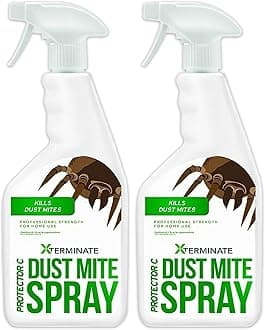 Xterminate Dust Mite Spray 2 x 1L HSE Approved and Licensed Killer Treatment Non-Staining. Ideal for Carpets, Upholstery, Bedding etc. Treats & Controls Re-infestation. Helps Prevent Allergies