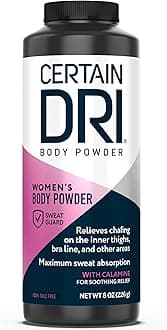 Certain Dri Women’s Body Powder - Talc-Free - Triple-Action Sweat, Odor, & Moisture Control - Anti-Chafing Calamine Formula - Doctor-Recommended for Sensitive Skin - 8 oz