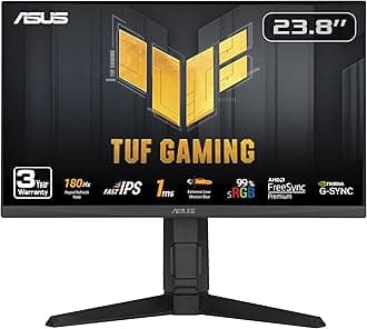 TUF Gaming 24” (23.8” viewable) 1080P Monitor (VG249QL3A) - Full HD, 180Hz, 1ms, Fast IPS, ELMB, FreeSync Premium, G-SYNC Compatible, Speakers, DisplayPort, Height Adjustable, 3 Year Warranty