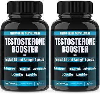 (2 Pack Testosterone Booster-Tongkat Ali Fadogia Agrestis Nitric Oxide Ashwagandha Supplement for Men with L Arginine Citrulline Fenugreek - Turkesterone Pre Workout Pump (120 Capsules)