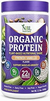NBL NATURAL Plant Based Organic Protein Powder, Vegan Protein Powder for Men & Women, 22G Protein Per Serving, Non-Dairy, Gluten Free, Lactose Free, No Sugar Added, French Vanilla, 2.2 lb, 25 Servings