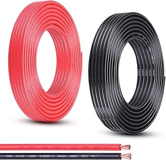 8 Gauge Wire, 50FT Red and Black Stranded Oxygen-Free Copper Wire, Flexible 8 AWG Wire for Automotive Boat Marine Solar Panel LED Lights (8AWG, 50FT)