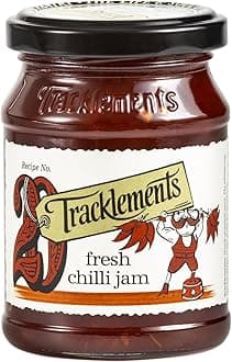Tracklements, Fresh Chilli Jam, Sticky, Sweet, Spicy Flavours, Ideal Condiment for Creamy Cheeses and Houmous or Pair with Meats, Fish or Vegetables, Gluten, Vegetarian and Vegan Friendly, 210g Jar