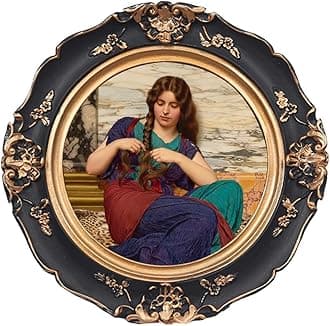 WINPLUS+ Vintage Picture Frames 4x4 Round,Luxury Antique Photo Frames With Golden Embossed Flower Furnishing, Retro Style Decor, Wall and Tabletop Display, Art Gallery (4 * 4-Black)