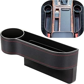 Car Seat Gap Filler Organizer Between Front seat car Organizer and Storage Box, Auto Premium PU Leather Console with Cup Holder, Car Pocket for Interior Essentials (for Driver Side)