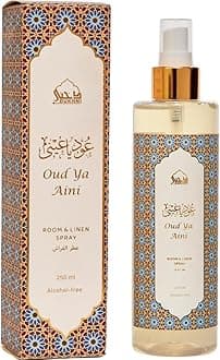 Oud ya Aini Arabic Room Spray by Dukhni | 250ml Oud fragrance Air Freshener, Attar al Faraash for home & prayer mats | Bed linen, Sofa Mist, natural home scent, curtain spray, odour eliminator