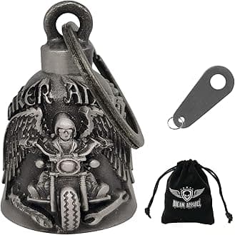 Motorcycle Bell for Biker US Flag Riding Bell Guardian Bells Motorcycle Accessory or Keychain for Luck, With Bag Gift Box