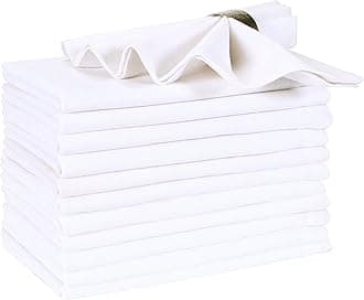 Ramanta Home White Cotton Dinner Napkins Set of 12, 18x18 Inch 100% Cotton Cloth Napkins, Reusable Fabric Table Napkins for Everyday Dining, Parties, Weddings, Spring & Easter Table Décor Washable