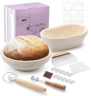 Saint Germain Bakery Premium Round Bread Banneton Basket with Liner - Perfect Brotform Proofing Basket for Making Beautiful Bread (10 in. Round / 10 in. Oval))