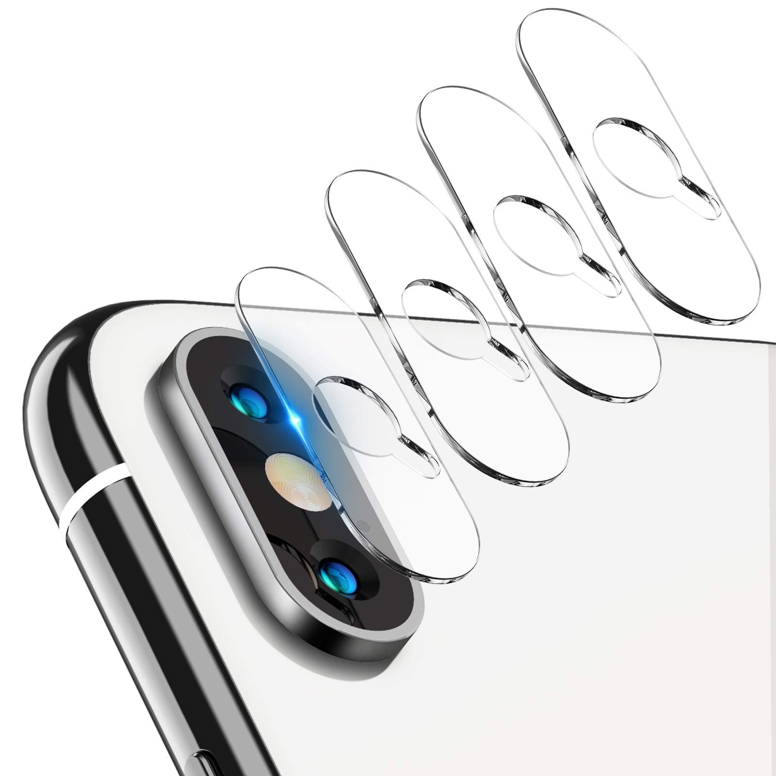 Tensea [4Pack] Back Camera Lens Protector for Apple iPhone Xs Max, Xs and X Tempered Glass Film Screen Protector, Anti-Scratch, Anti-Fingerprint, Ultra Thin, High Definition