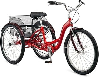 Schwinn Meridian Adult Trike, Three Wheel Cruiser Bike, Multiple Speeds, 26-Inch Wheels, Cargo Basket, Multiple Colors