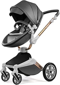 Hot MomUpgrade Deluxe 2 in 1 Baby Stroller with 360° Rotation Function, PU Leather Impeccable Combination of Comfort & Aesthetics for Your Baby (Anthrazit)